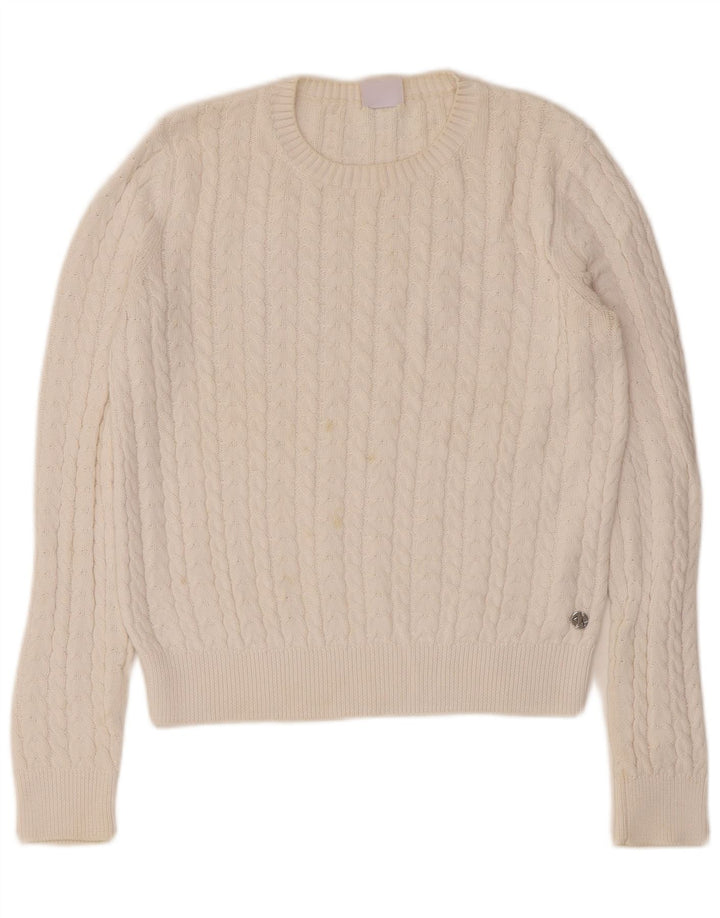 Sun68 Suéter tipo jersey para mujer con cuello barco UK 42 Algodón blanco mediano