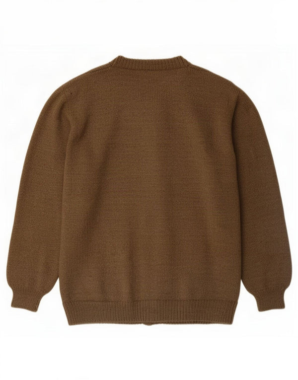 Vintage hombres Cardigan suéter XL marrón geométrico