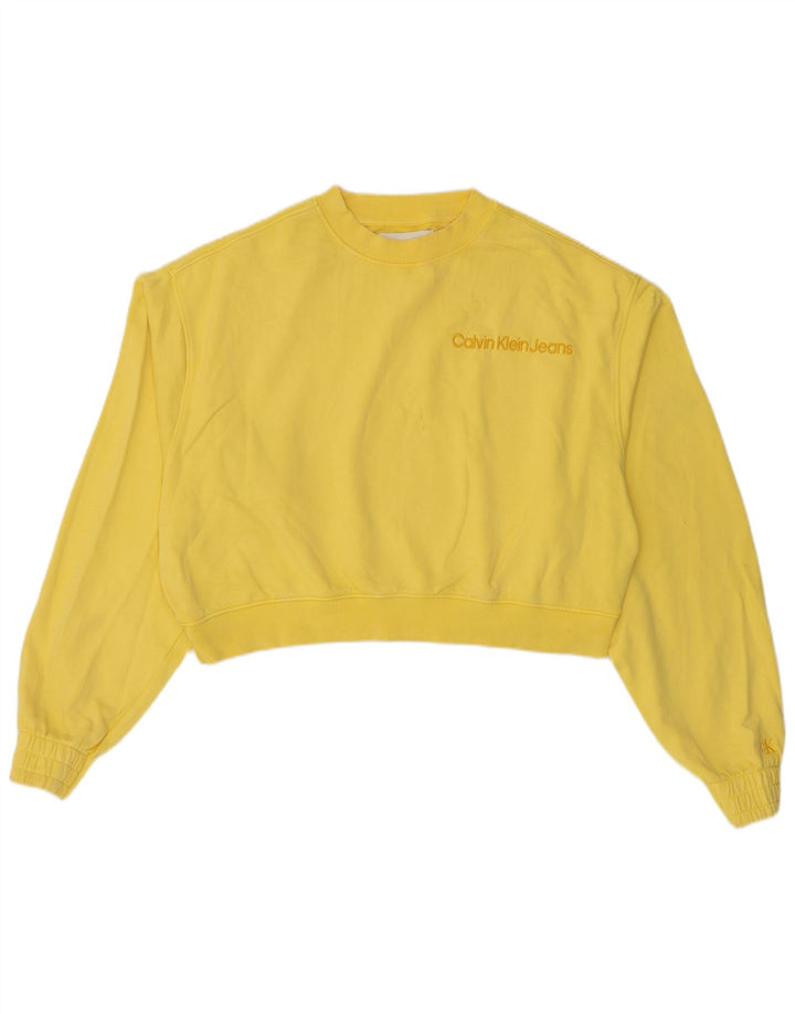 Calvin Klein Jeans - Sudadera extragrande para mujer, talla 40, color amarillo