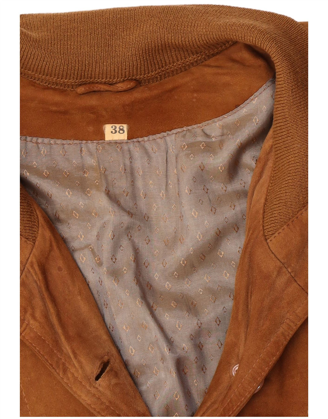 Vintage mujer ante bomber chaqueta EU 38 marrón medio retro