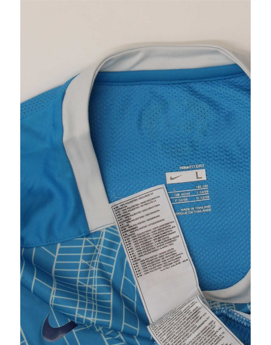Nike Camiseta para hombre Top UK 42/44 Large Azul Geométrico Poliéster