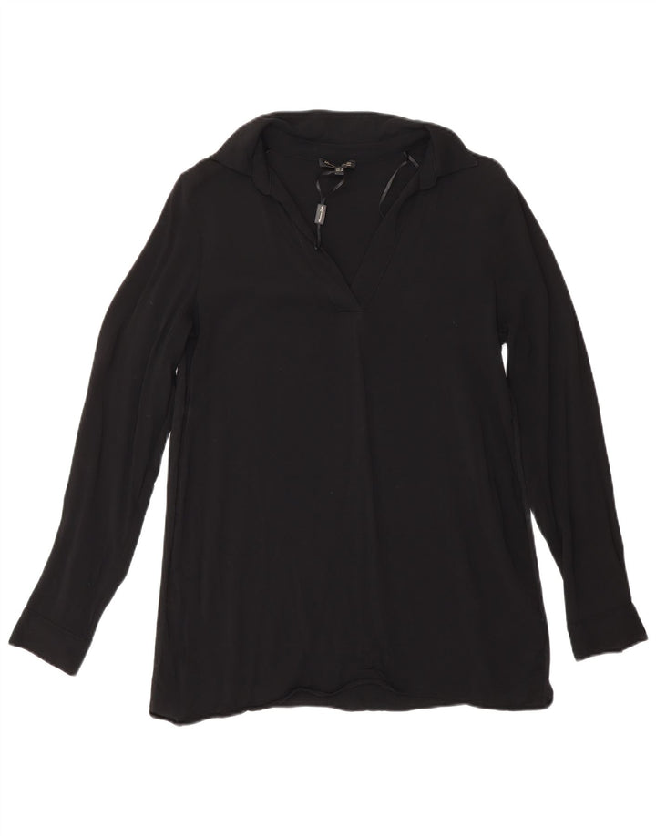 Massimo Dutti Blusa Manga Larga Mujer UK 40 Small Viscosa Negra