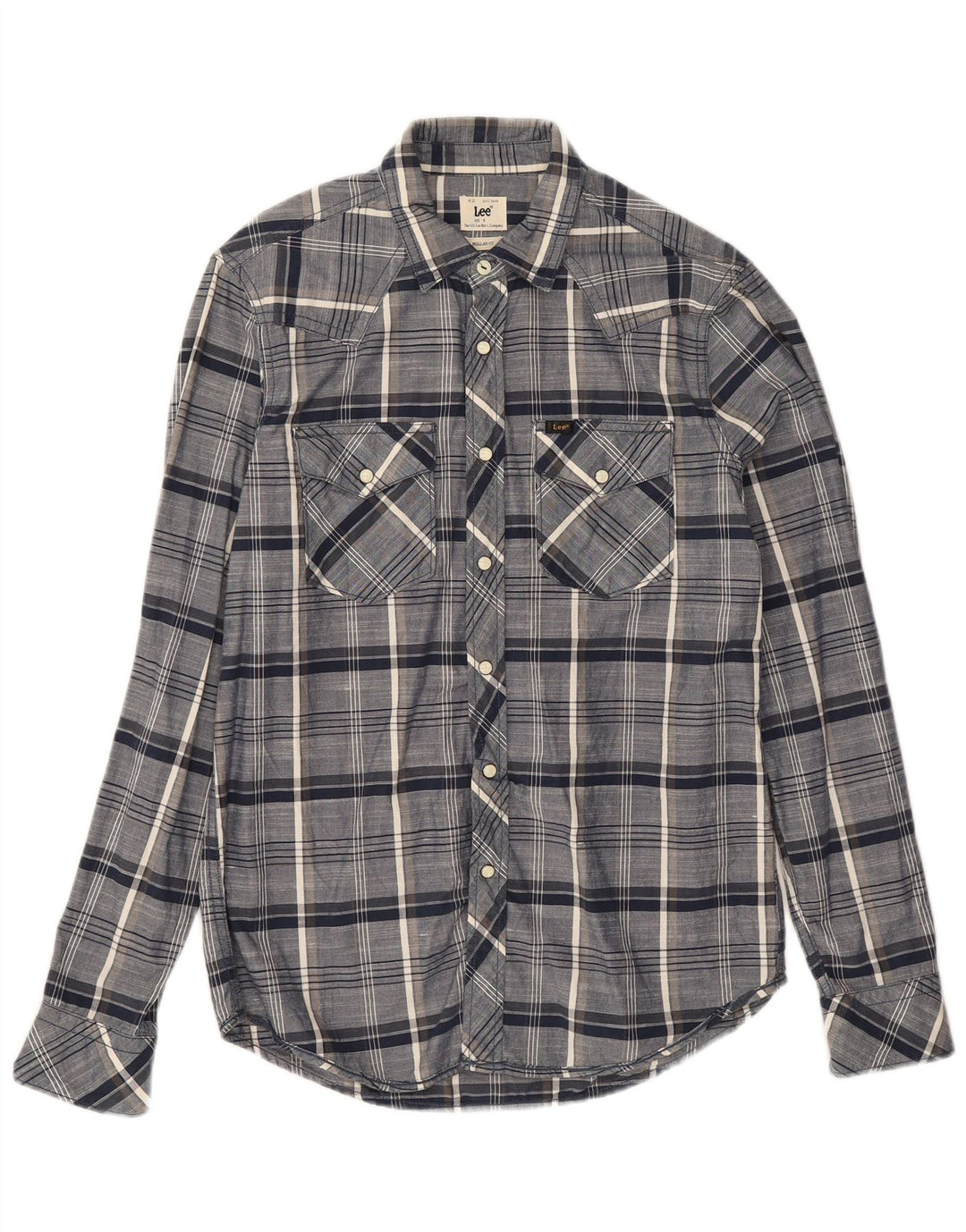 Camisa Lee De Corte Regular Para Hombre De Algodón A Cuadros Azul Marino Pequeña