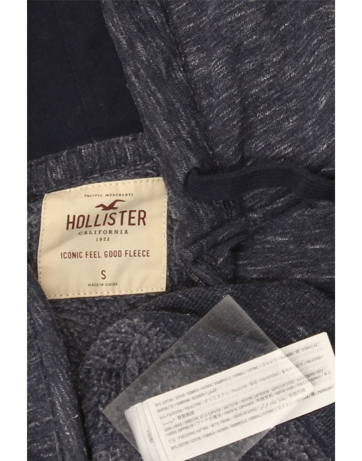 HOLLISTER Suéter con capucha y cremallera para hombre pequeño de algodón moteado en azul marino