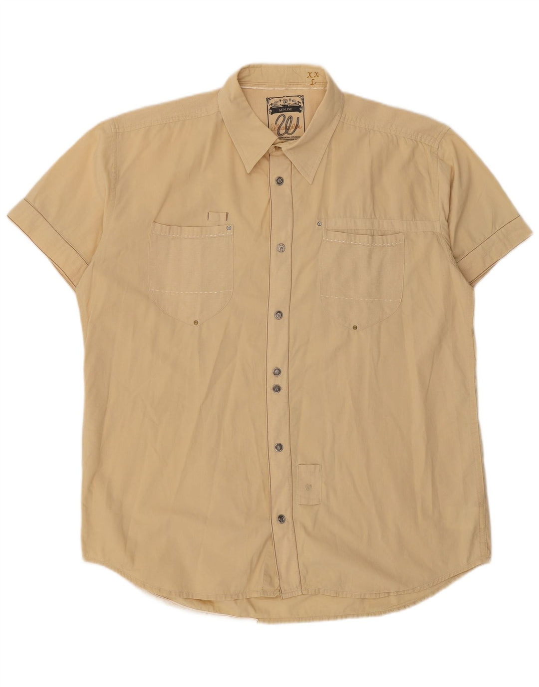 WRANGLER Camisa de manga corta para hombre 2XL Algodón beige