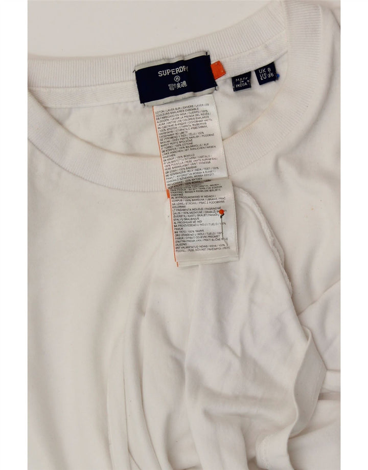 SUPERDRY Camiseta para mujer Top UK 8 Small White Cotton