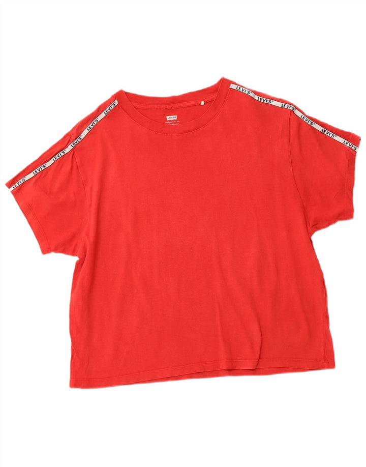 LEVI'S Camiseta corta para mujer UK 12 Medium Red Colourblock
