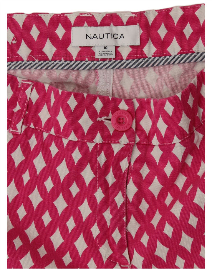 NAUTICA Pantalones cortos chinos para mujer US 10 Large W32 Pink Argyle/Diamond Cotton