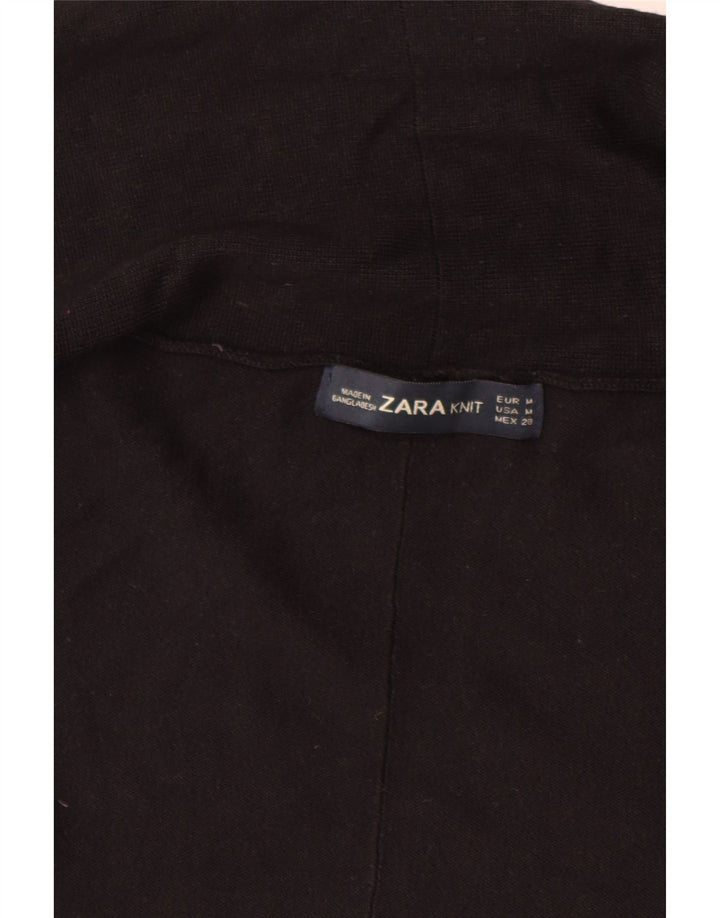 Zara Mujer Cárdigan Abierto Suéter UK 12 Medium Negro