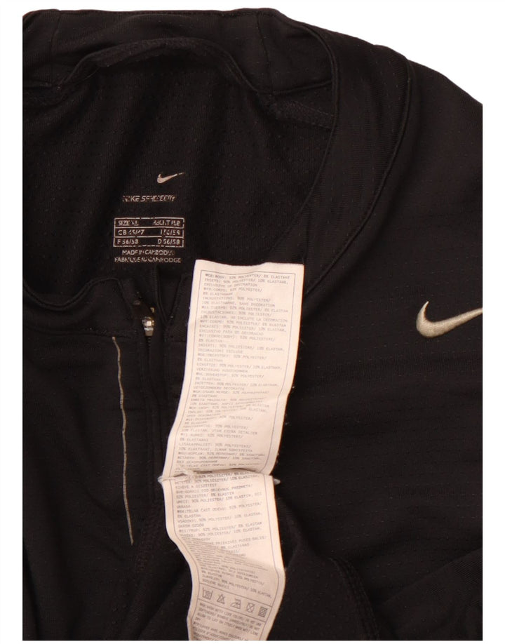 NIKE Hombre Zip Neck Top Manga Larga XL Negro Colorblock Poliéster Deportes