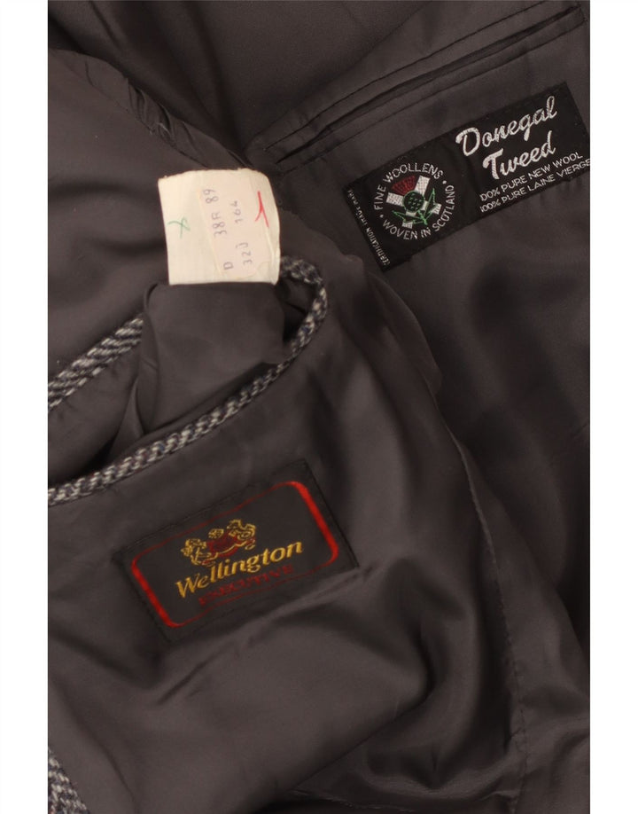 Wellington Chaqueta tipo blazer de tweed Donegal para hombre UK 38 Gris medio en espiga