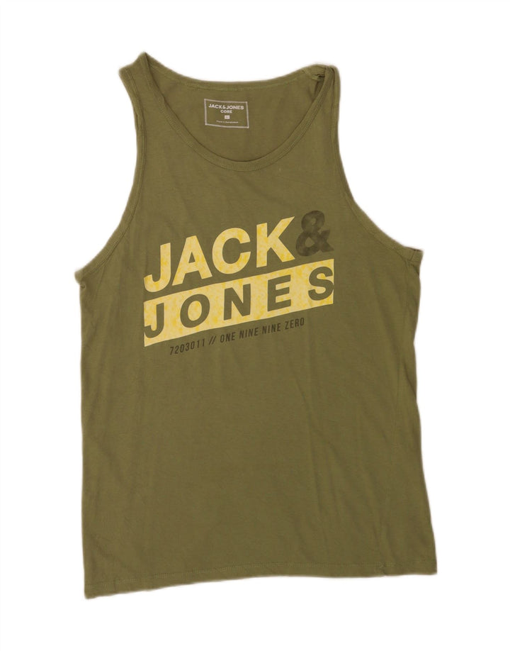 Jack & Jones Hombre Graphic Vest Top Large Algodón Verde