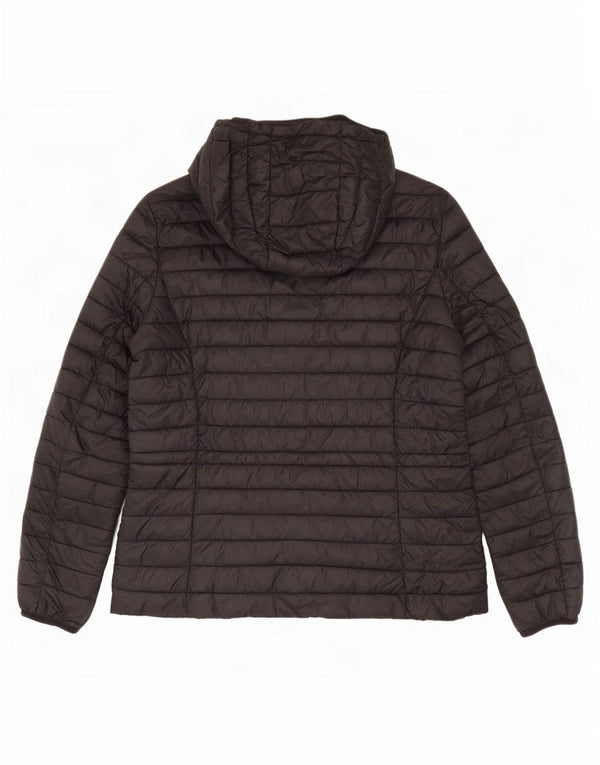 Massimo Dutti Chaqueta Acolchada Con Capucha Mujer UK 42 Mediana Nylon Negro