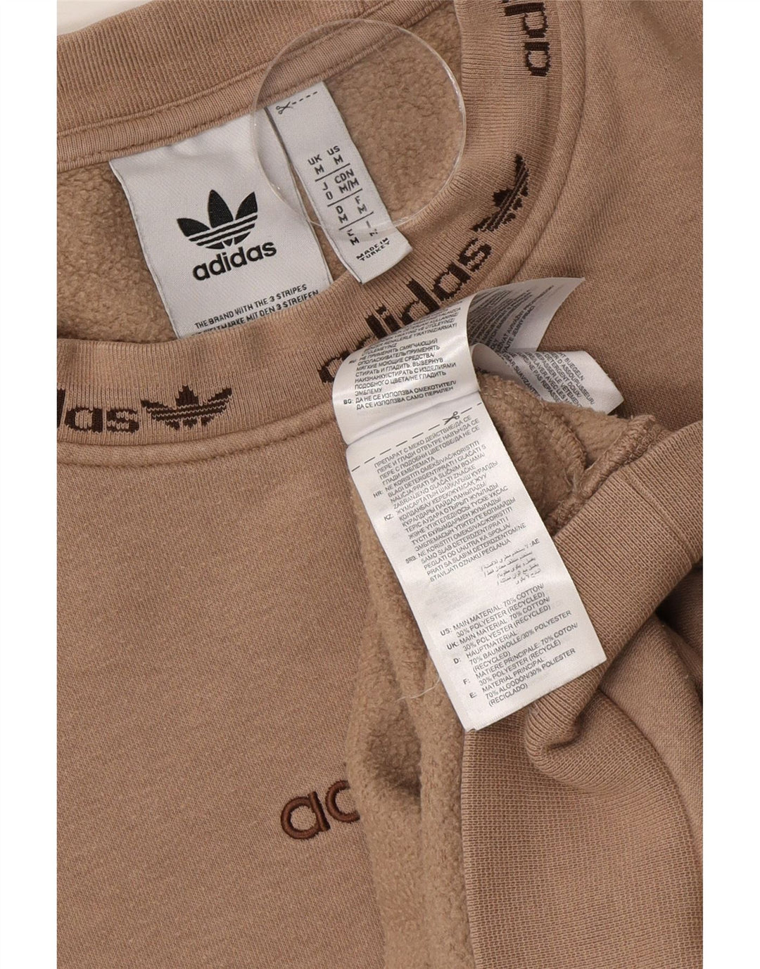 Adidas Hombre Sudadera Gráfica Jumper Algodón Beige Medio