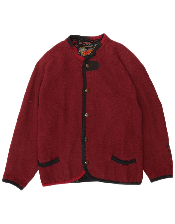 Vintage hombres 5 botones Blazer chaqueta Reino Unido 40 gran lana borgoña