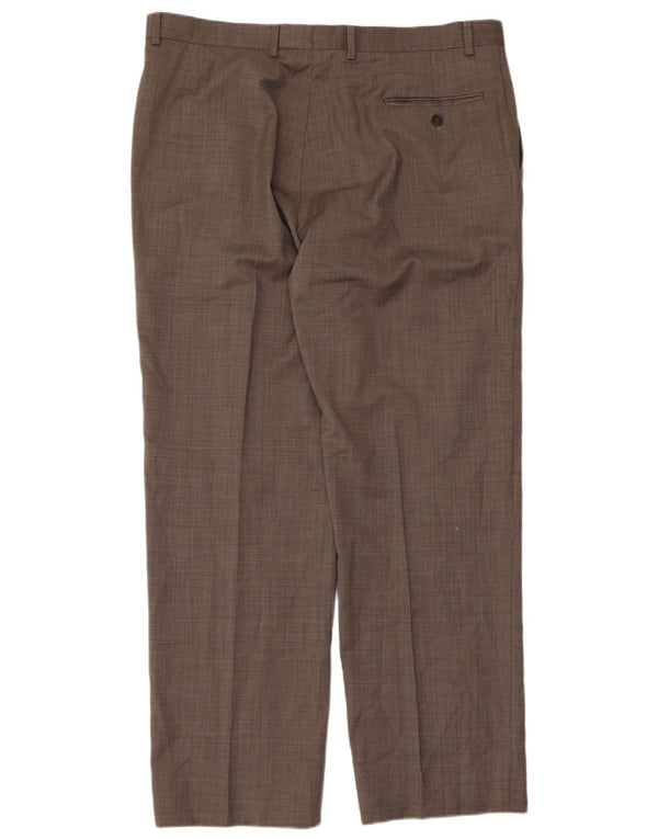 Marks & Spencer Pantalón de traje recto para hombre W38 L31 Lana virgen gris