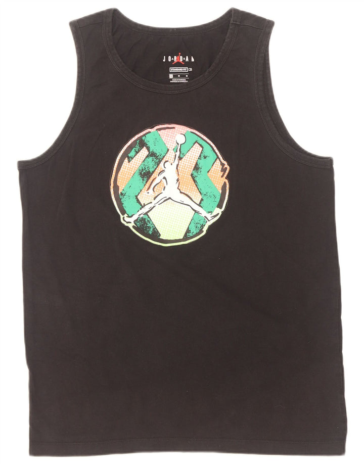 Jordan Camiseta sin mangas con gráfico de ajuste estándar para hombre Algodón negro mediano