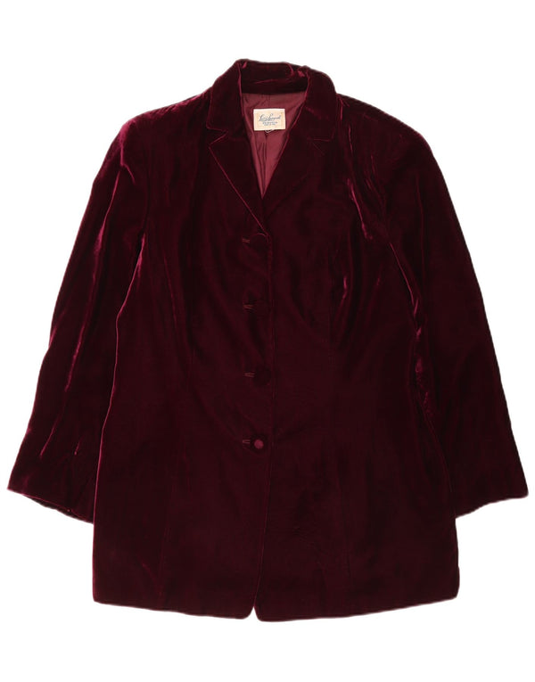 Luisa Spagnoli Chaqueta Blazer de Terciopelo con 4 Botones para Mujer UK 44 Medium Borgoña