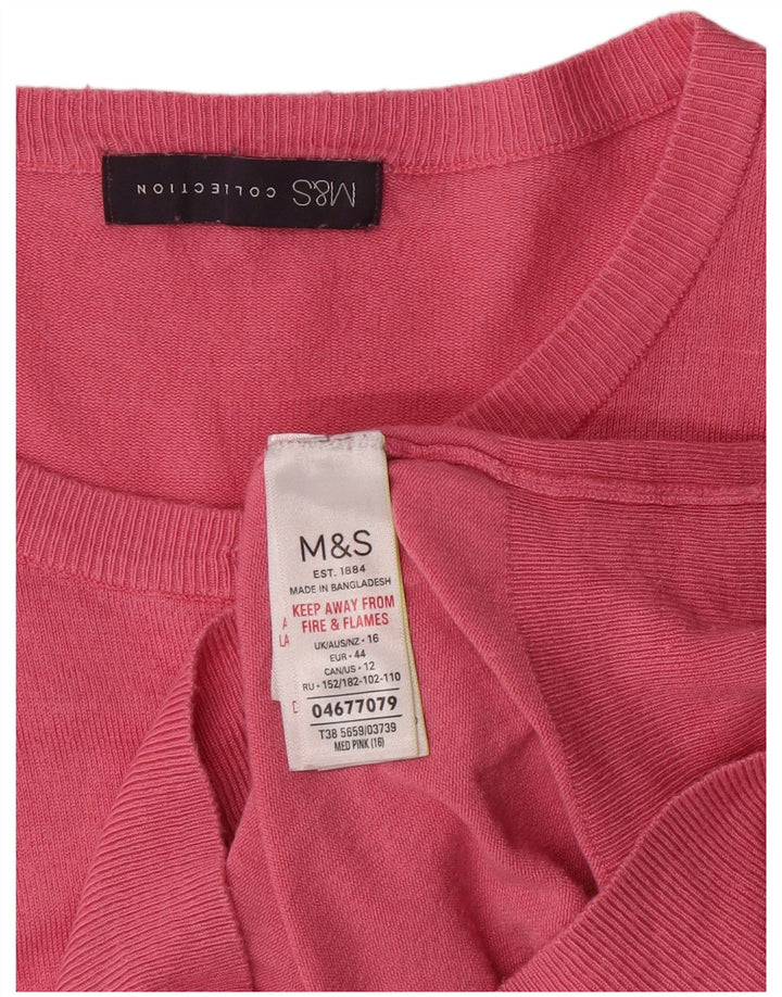 Marks & Spencer Suéter tipo cárdigan para mujer UK 46 Grande Viscosa rosa clásica