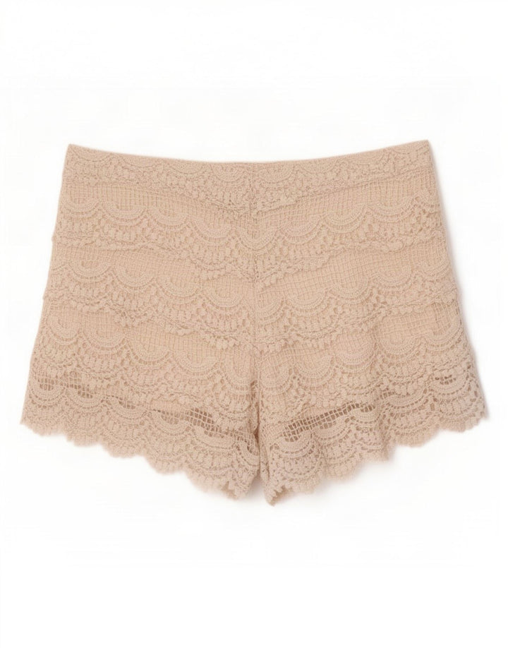 Zara Mujer Pantalones Cortos De Ganchillo Pequeños W26 Blanco Roto