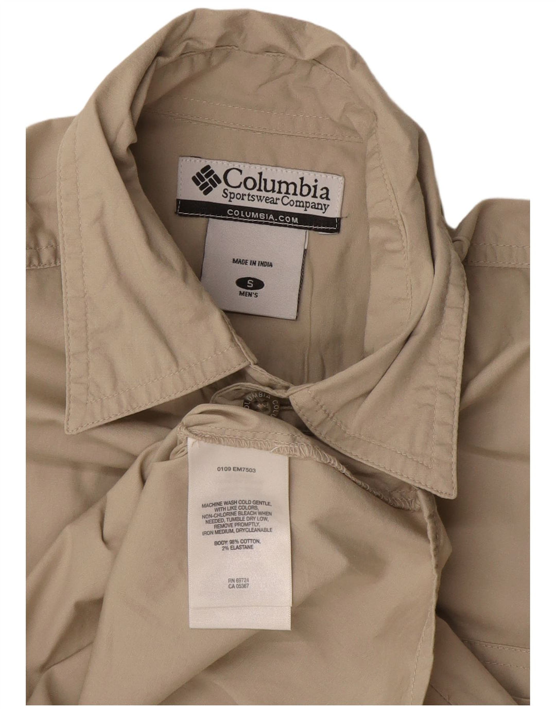 Columbia Camisa De Manga Corta Para Hombre Small Beige Cotton
