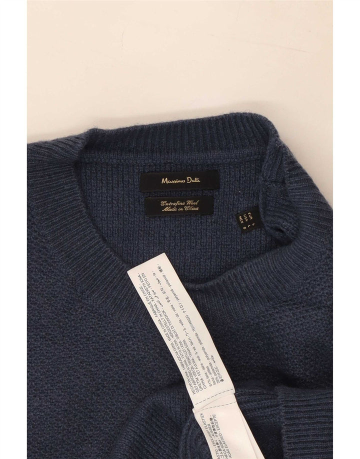 Massimo Dutti Jersey Cuello Redondo Hombre Large Lana Azul Marino
