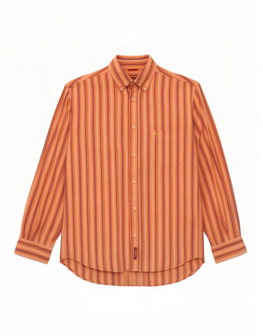 Camisa Carrera Hombre Grande Algodón Rayas Naranja