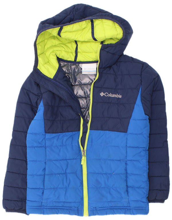Columbia Chaqueta acolchada con capucha para niños 6-7 años XS Azul marino Colorblock