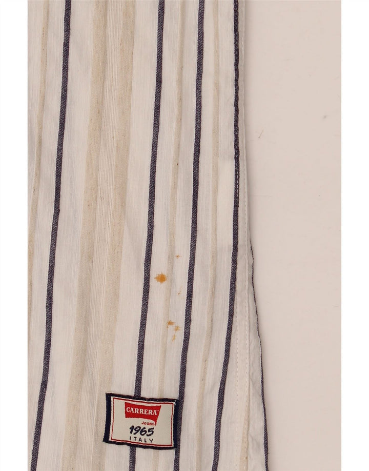 Camisa Carrera Regular Fit para hombre de lino a rayas blancas grandes