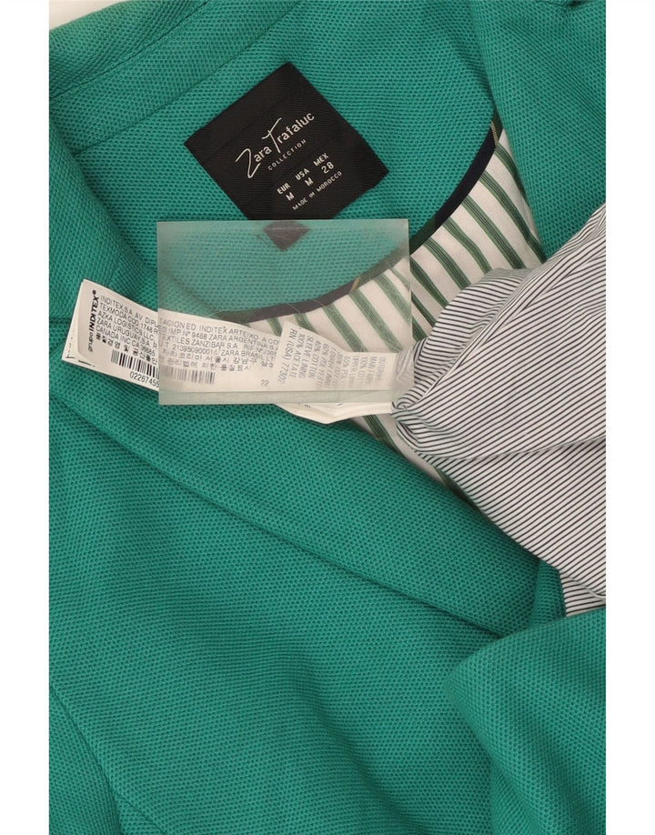 Zara Mujer Crop Chaqueta Blazer De 2 Botones Reino Unido 42 Algodón Verde Medio