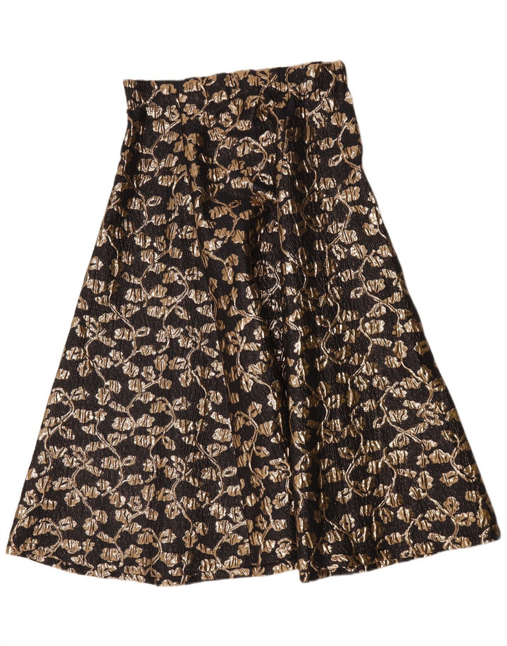 Vintage mujer A-Line falda W30 medio negro floral