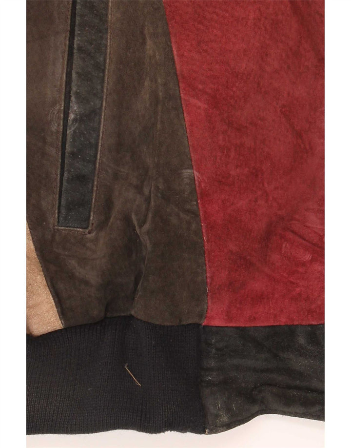 Euro Mode Chaqueta bomber de ante para hombre IT 52/54 XL Bloque de color multicolor