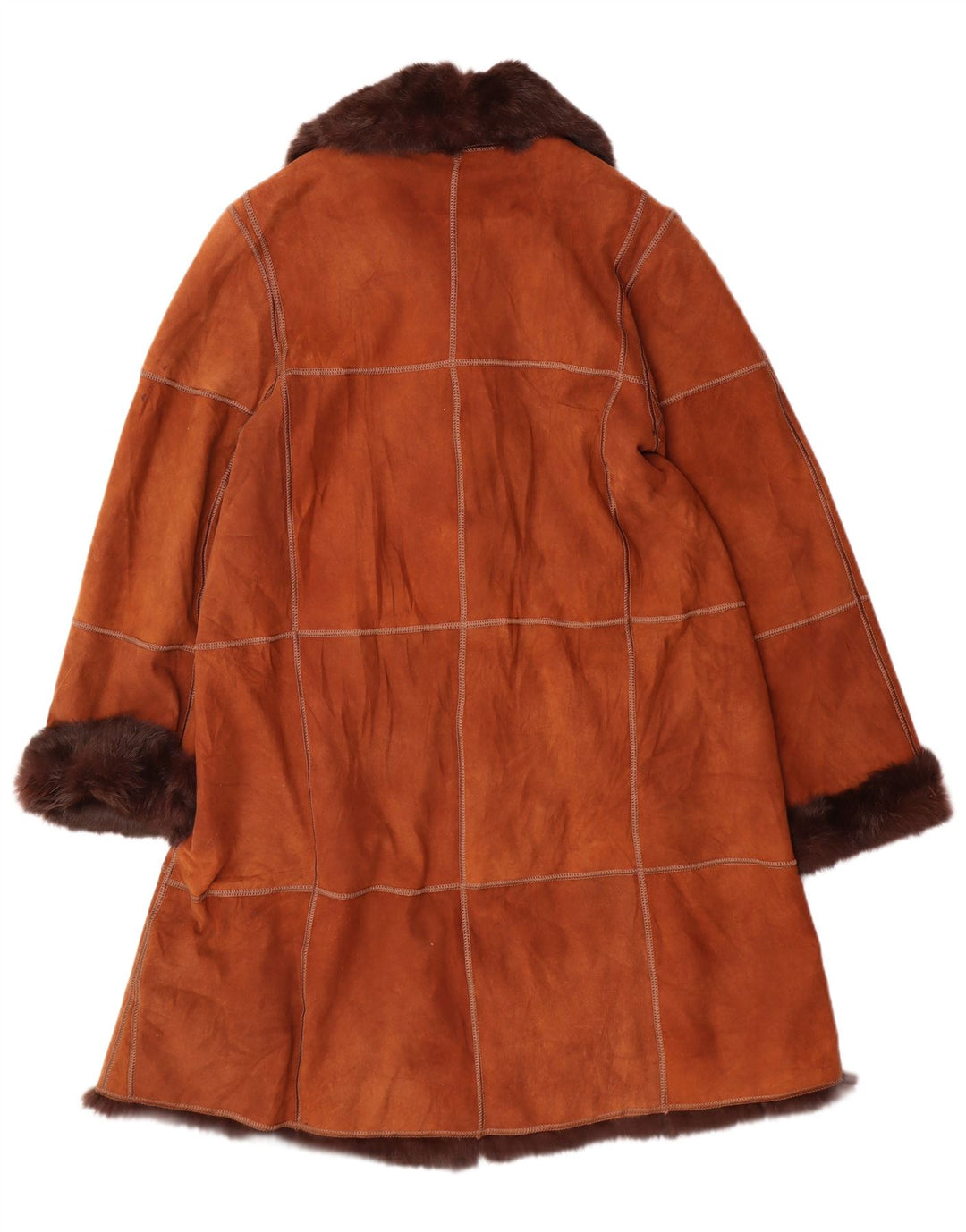 VINTAGE Abrigo de piel de oveja para mujer IT 44 Cuero marrón medio