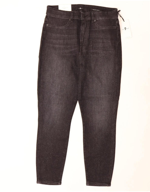 7 For All Mankind Vaqueros ajustados de cintura alta para mujer W32 L26 Algodón negro