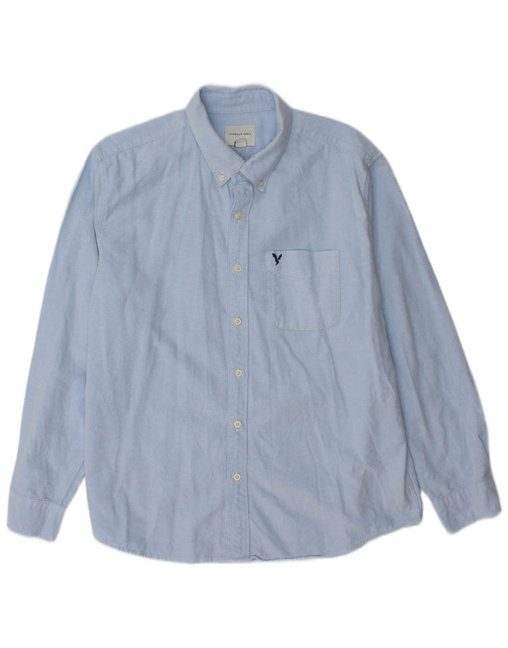 AMERICAN EAGLE Camisa de corte clásico para hombre Algodón azul grande