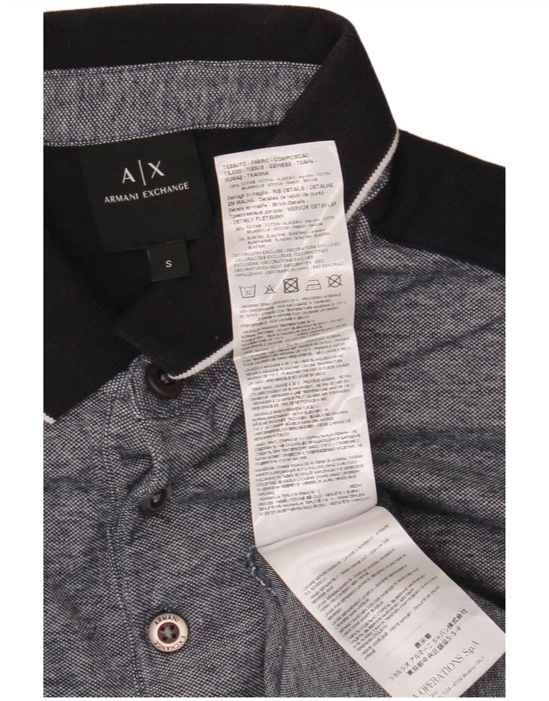 ARMANI EXCHANGE Polo para hombre pequeño gris color block algodón