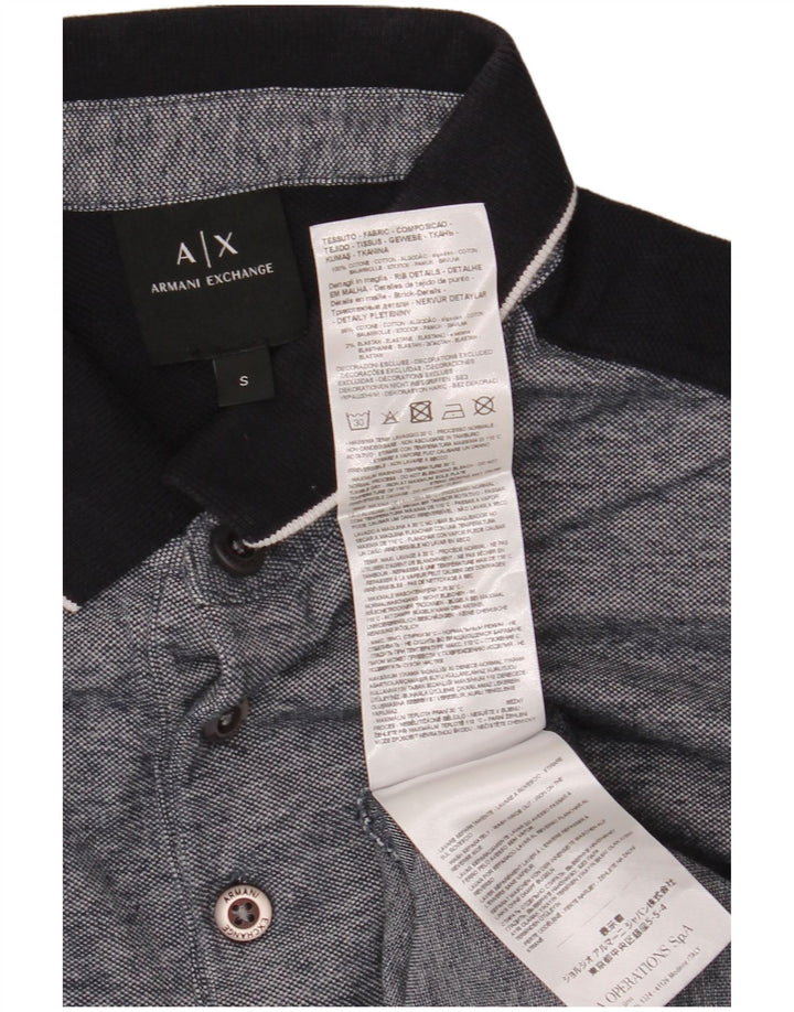 ARMANI EXCHANGE Polo para hombre pequeño gris color block algodón