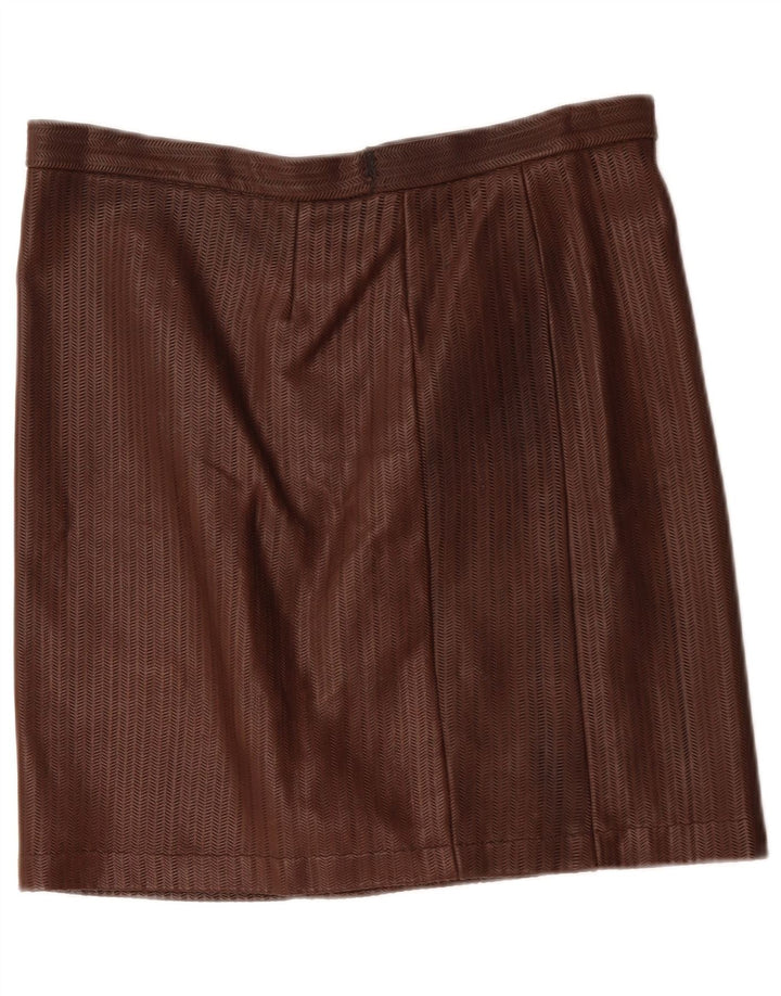 Falda de cuero vintage para mujer W34 Espiga marrón grande