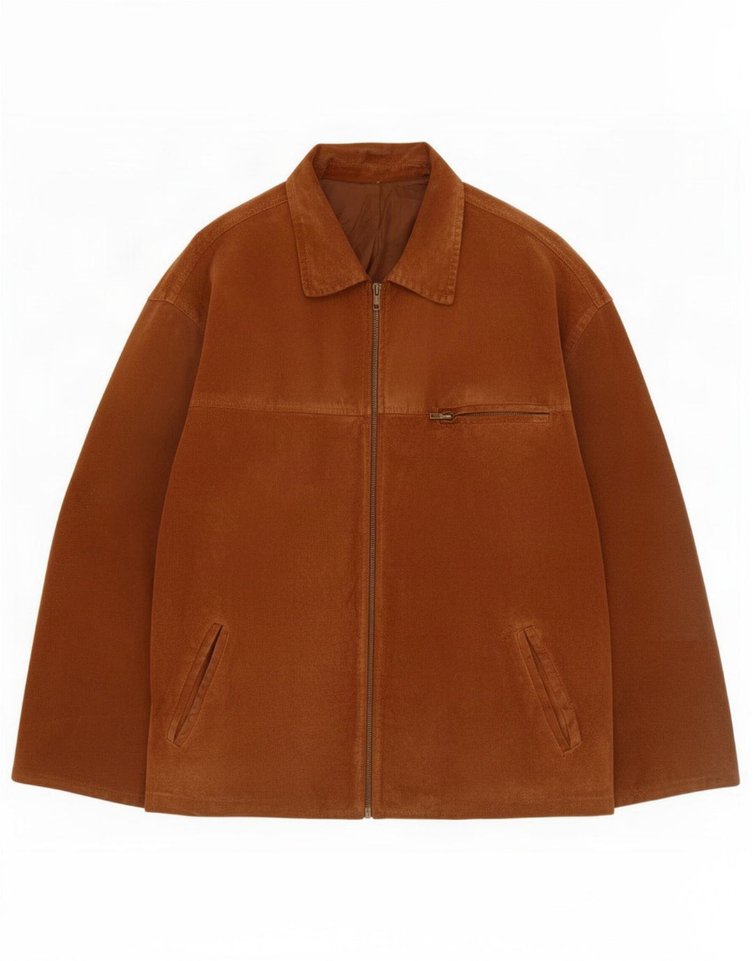 Vintage hombres ante chaqueta Reino Unido 42 XL cuero marrón