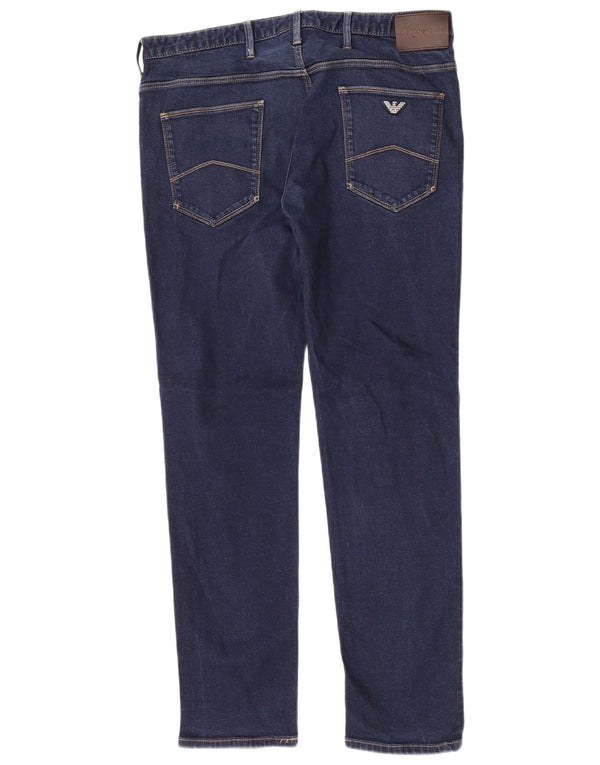 Emporio Armani Vaqueros rectos ajustados para hombre W34 L30 Algodón azul marino