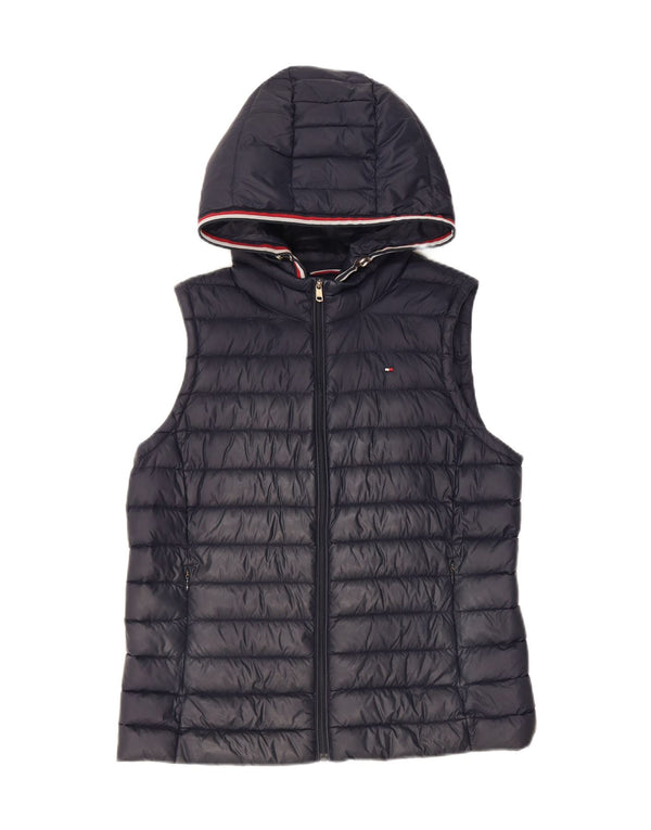 Tommy Hilfiger Chaleco acolchado con capucha para mujer UK 14 Medium Azul marino Poliamida