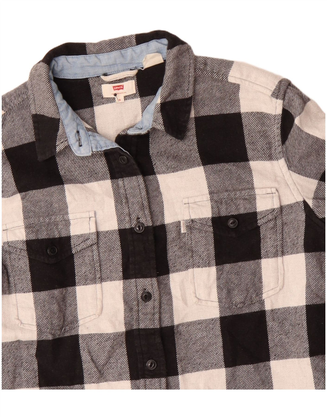 Levi's Camisa de franela extragrande para mujer UK 10 Small Black Check Cotton