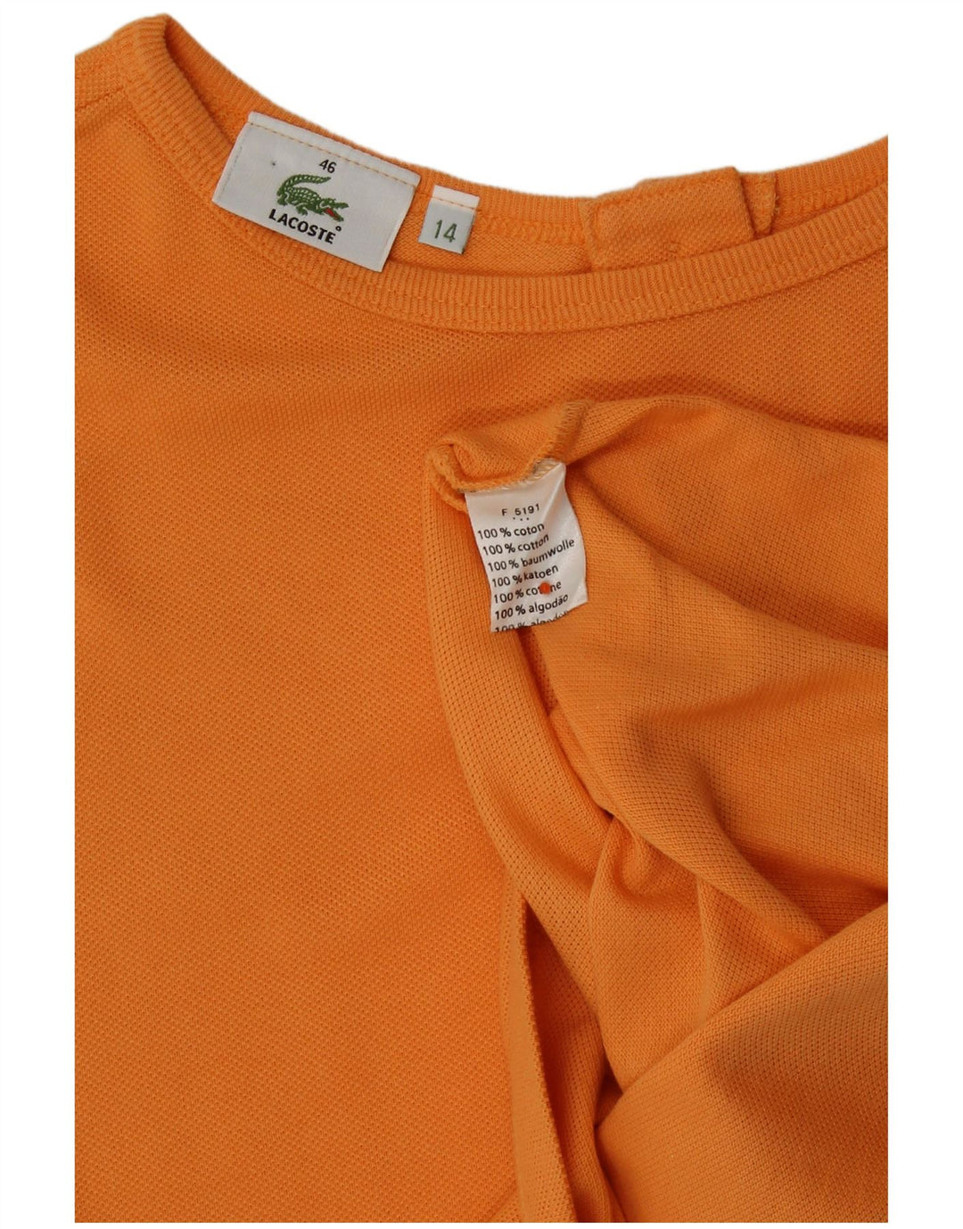 Camiseta Corta Mujer Lacoste Talla 46 XL Algodón Naranja