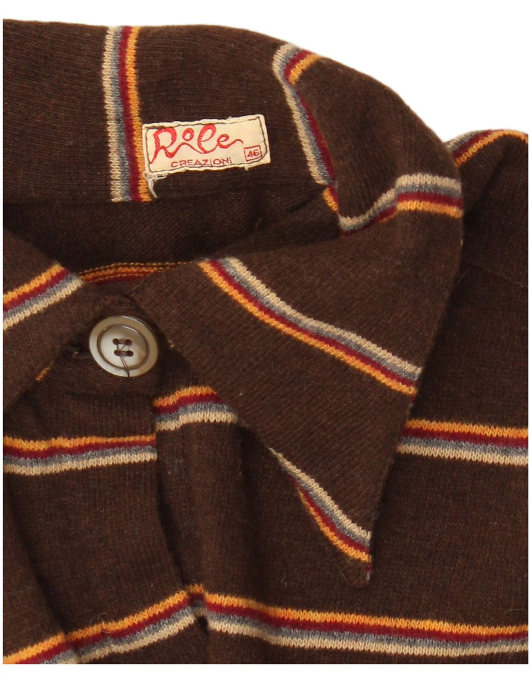 Vintage mujer pullover camisa IT 46 grande marrón rayas