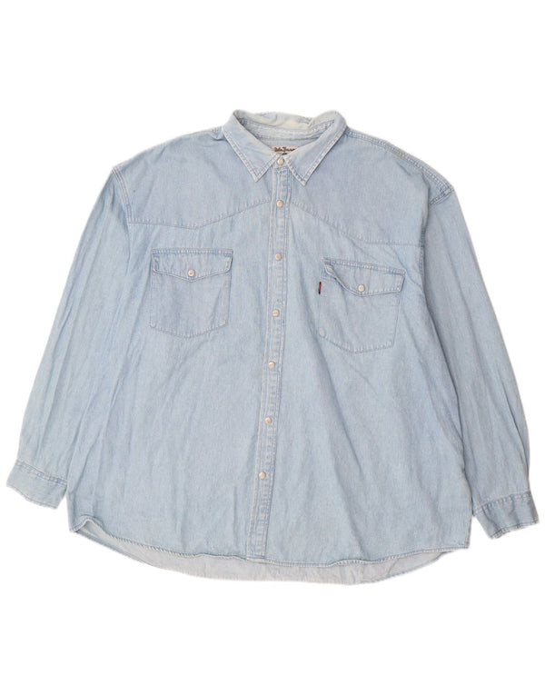 JOHN BANER Camisa vaquera para hombre 3XL Algodón azul