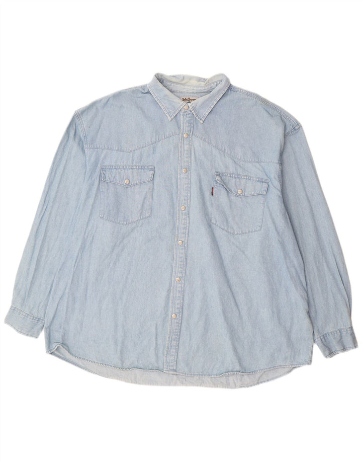 JOHN BANER Camisa vaquera para hombre 3XL Algodón azul