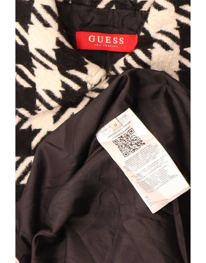 Guess Abrigo para mujer UK 10 Small Black Houndstooth Poliéster