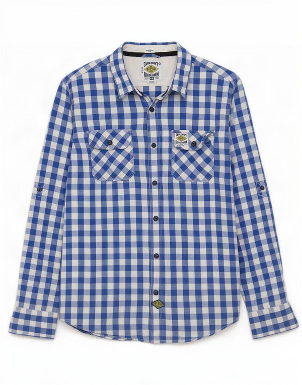 Superdry Camisa De Algodón A Cuadros Azul Grande Para Hombre