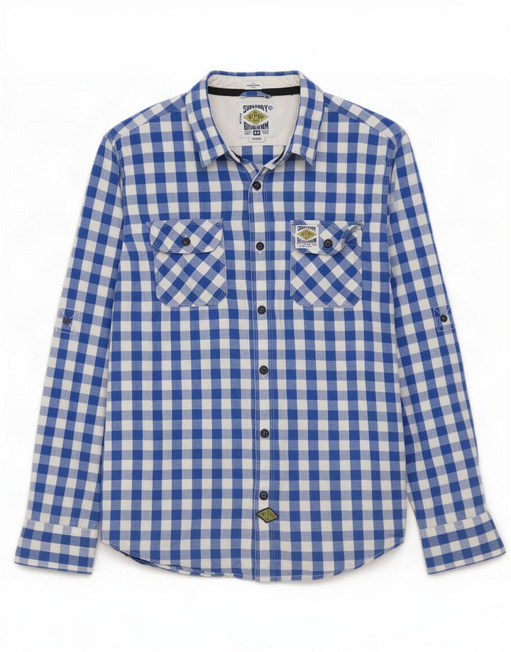 Superdry Camisa De Algodón A Cuadros Azul Grande Para Hombre