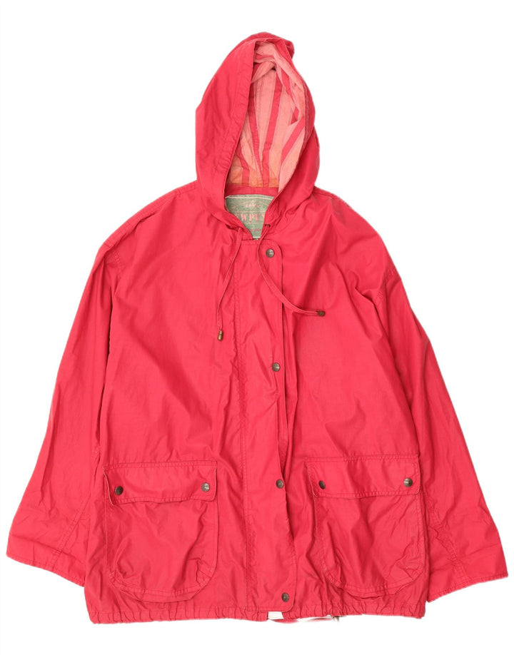 NEW PENNY Chaqueta cortavientos con capucha de gran tamaño para mujer UK 46 Large Red